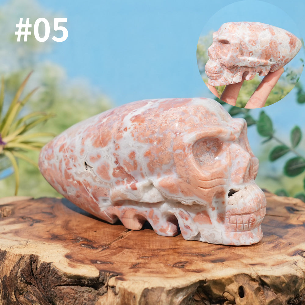 Unique,Natural Pink Agate Skull