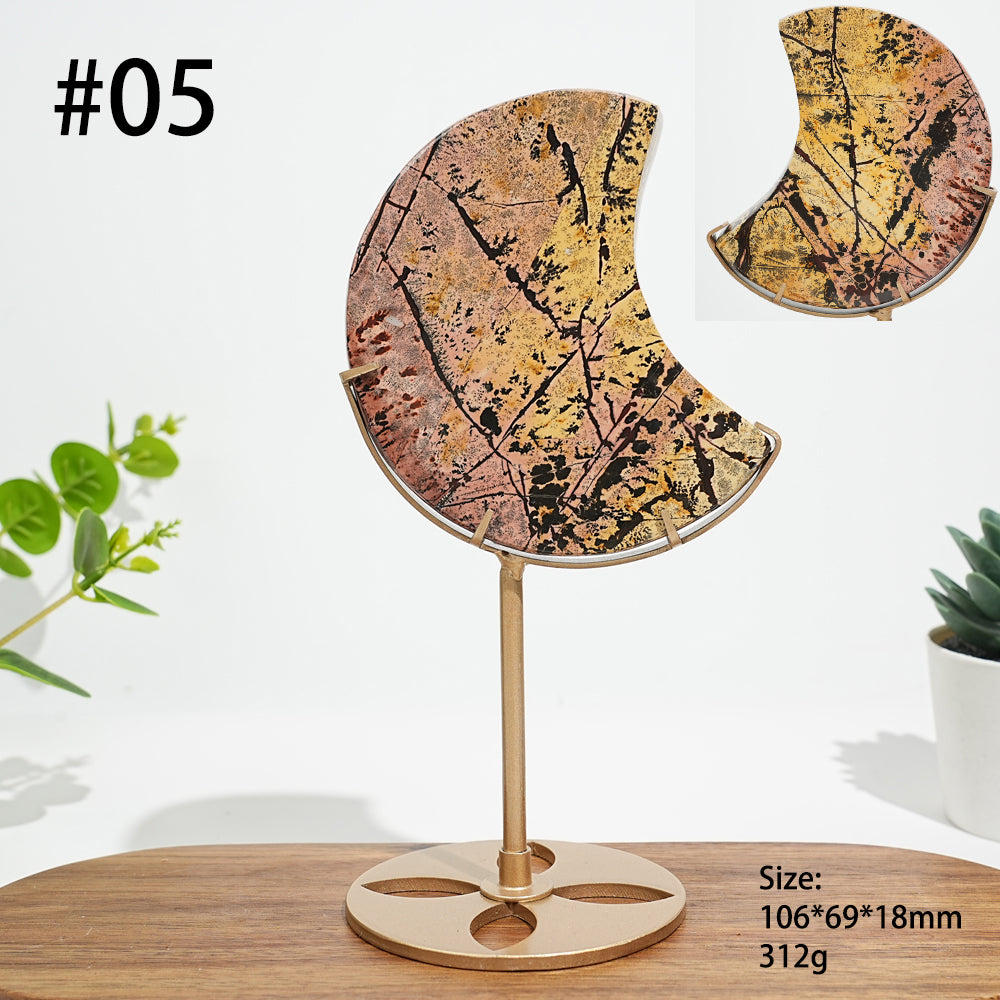 Unique,Natural Beautiful Picture Jasper Moon On Stand