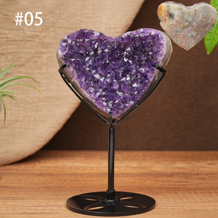 Unique, Natural Amethyst Cluster Heart Ornament