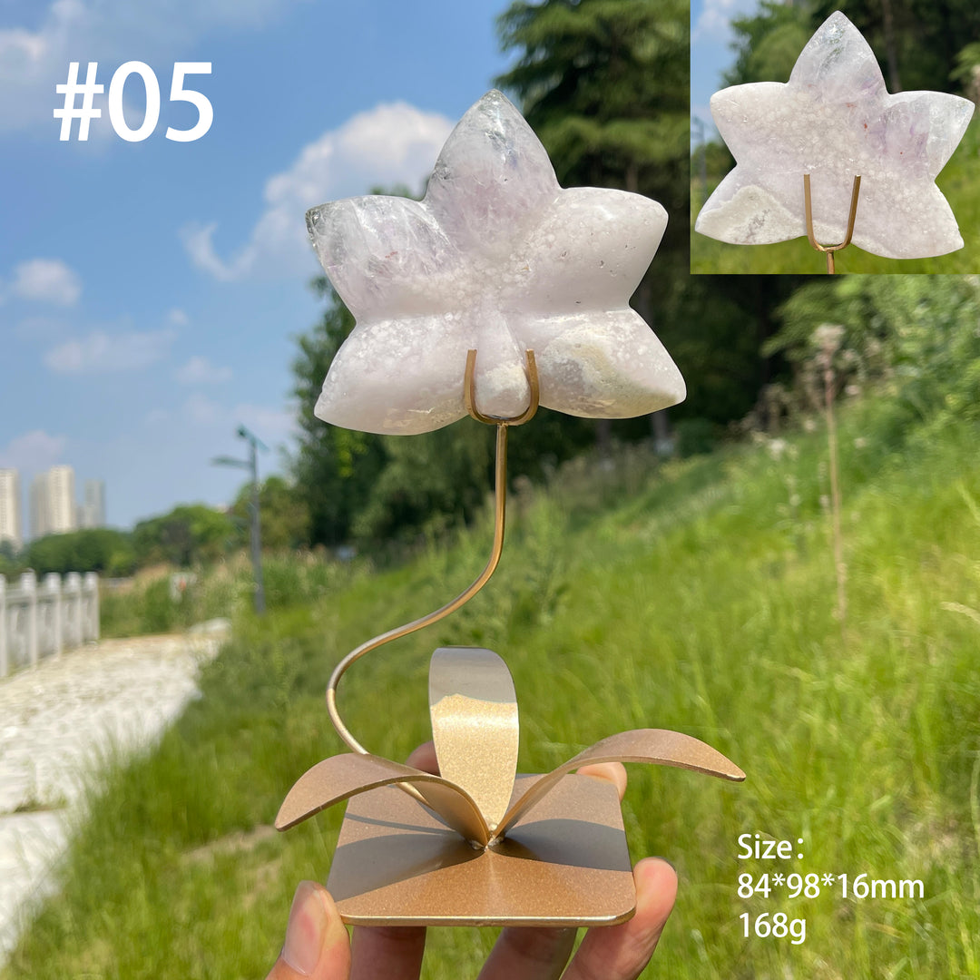 Unique,Natural Crystal Orchid Carving
