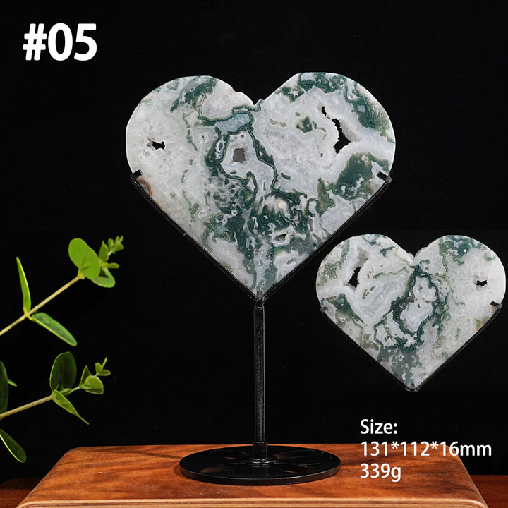 Imperfect,Unique Natural Crystal Moss Agate Heart