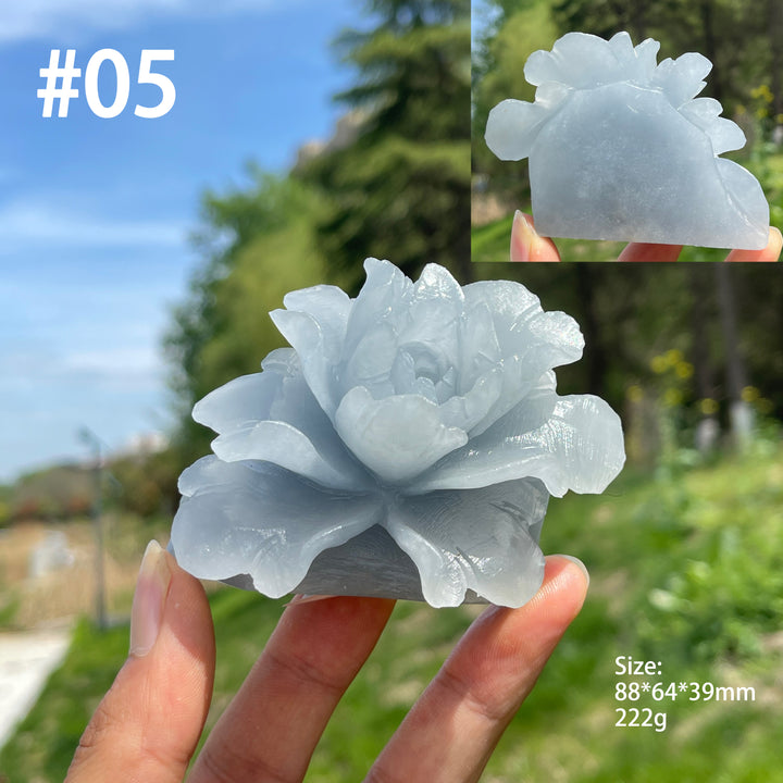 Unique,Natural Crystal Peony Flower Carving