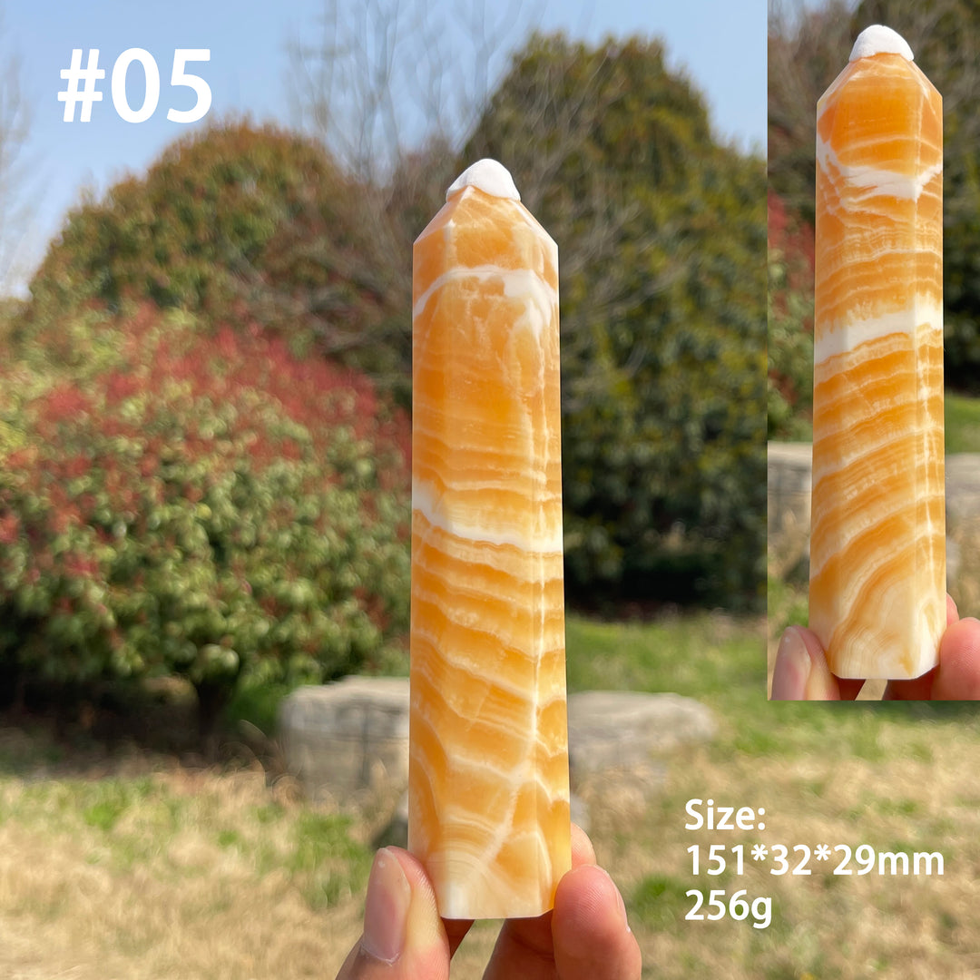 Unique,Natural Crystal Yellow Calcite Point