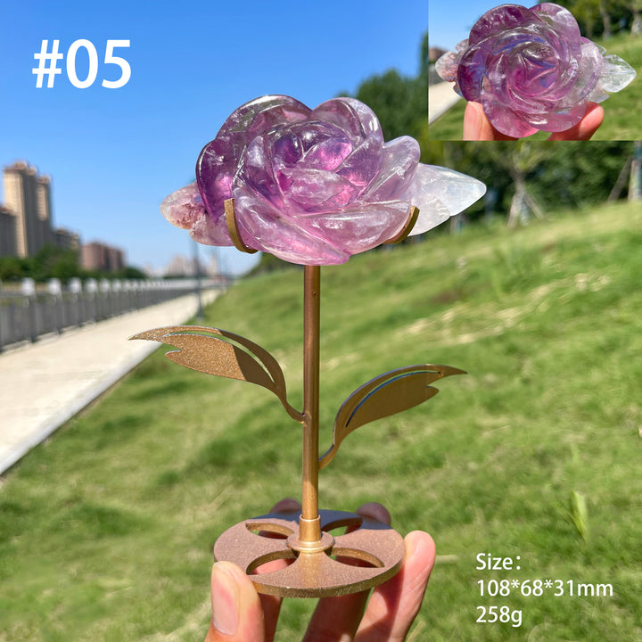 Unique,Natural Fluorite Rose Carving
