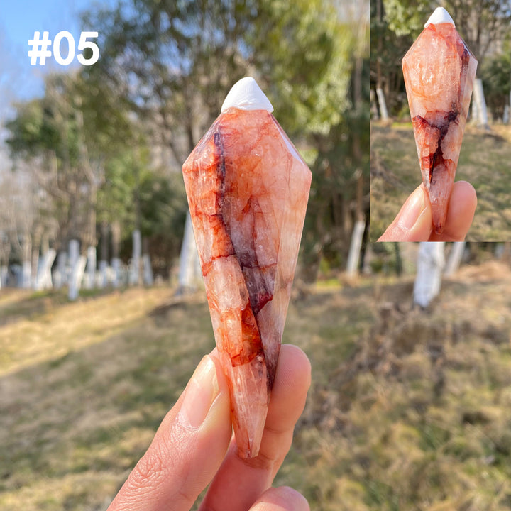 Unique,Natural Crystal Fire Quartz Wand