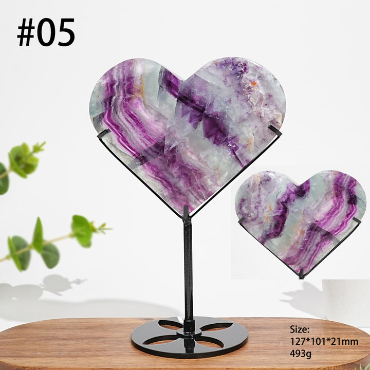 Unique,Natural Fluorite Heart With Stand