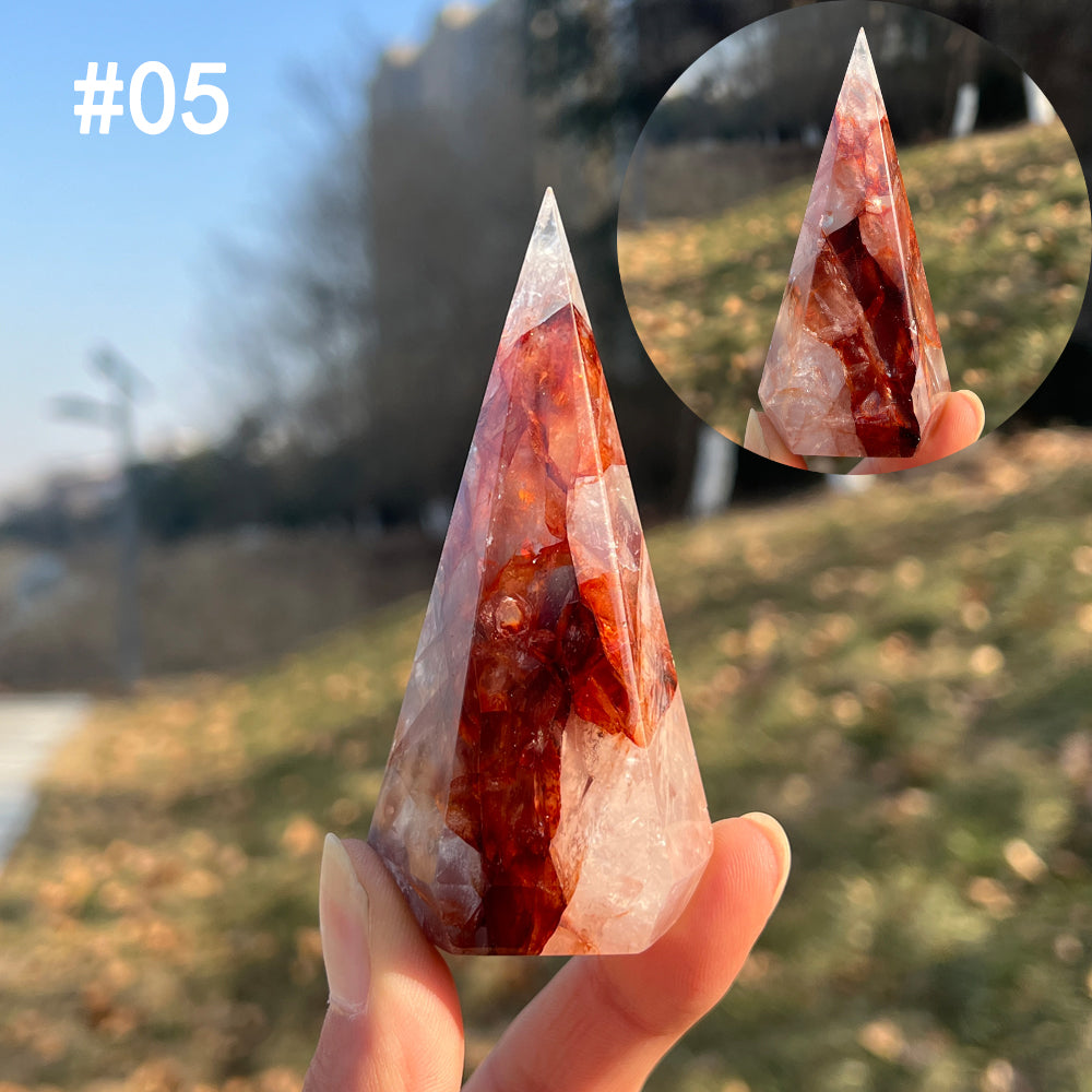 Unique,Natural Crystal Fire Quartz Diamond Tower