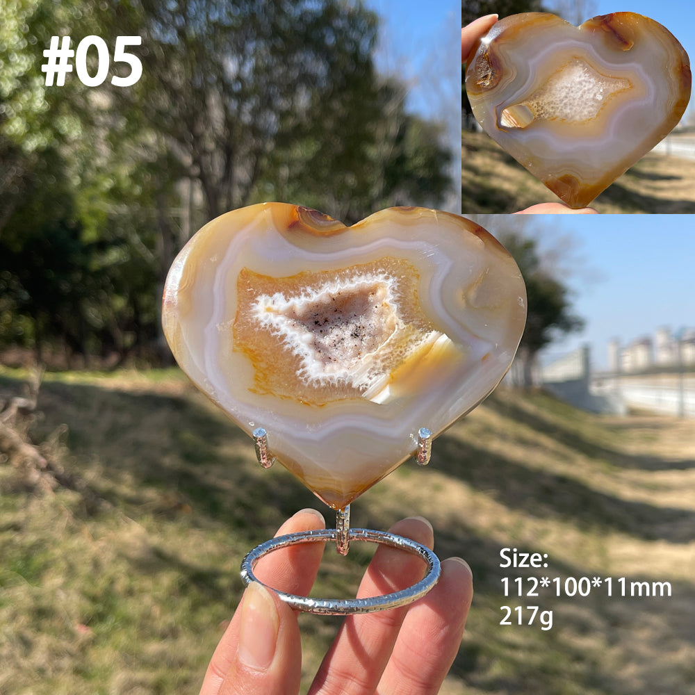 Unique,Natural Crystal Agate Geode Heart