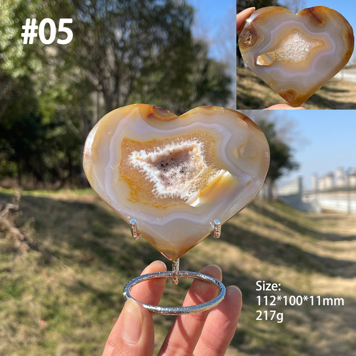 Unique,Natural Crystal Agate Geode Heart