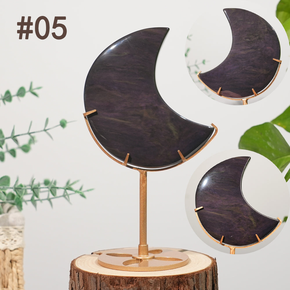 Unique,Natural Crystal Rainbow Obsidian Moon