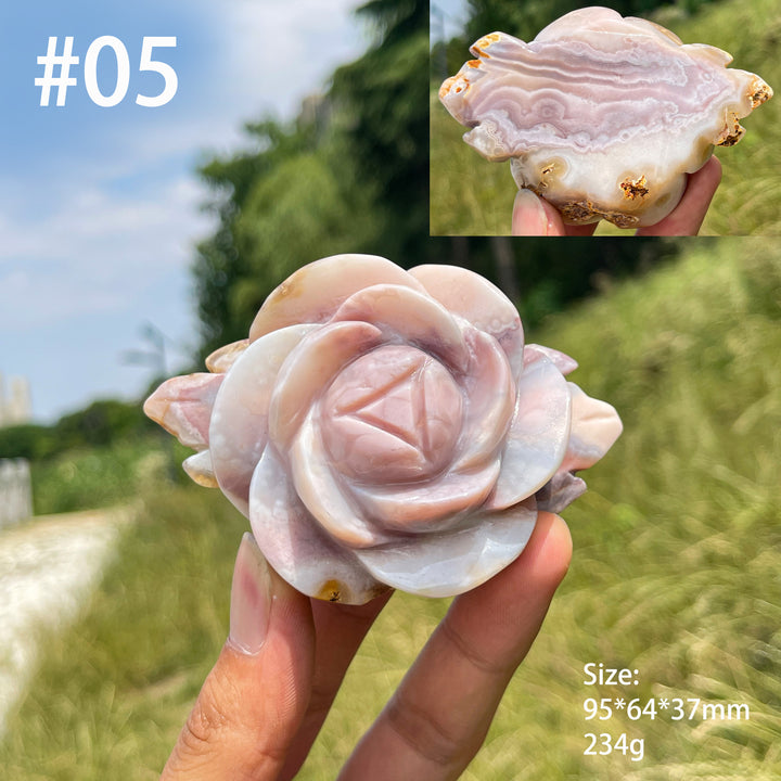 Unique,Natural Crystal Pink Amethyst Peony Flower Carving