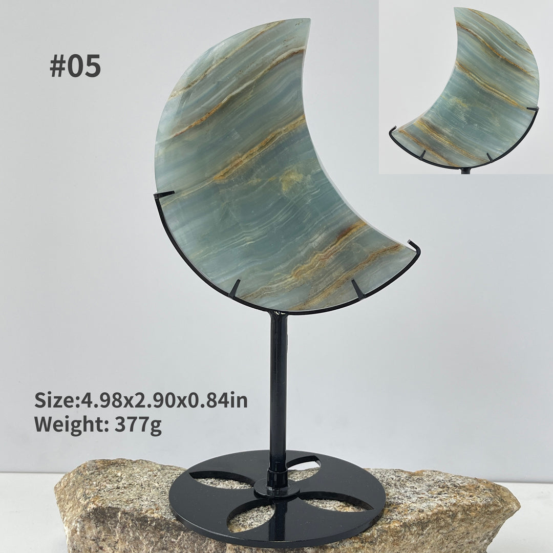 Unique, Natural Lemurian Aquatine Calcite Moon