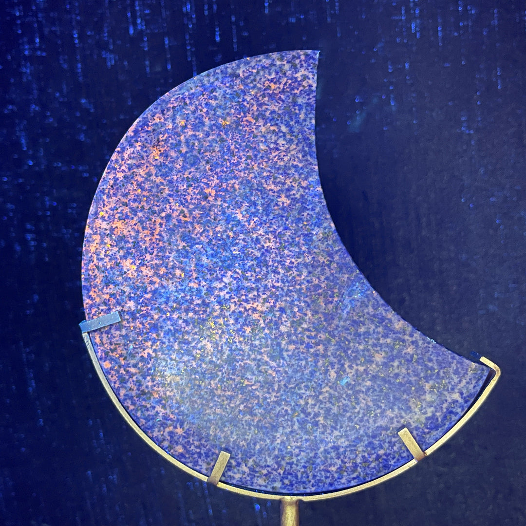 Unique,Natural Crystal Lapis Lazuli Moon With Stand