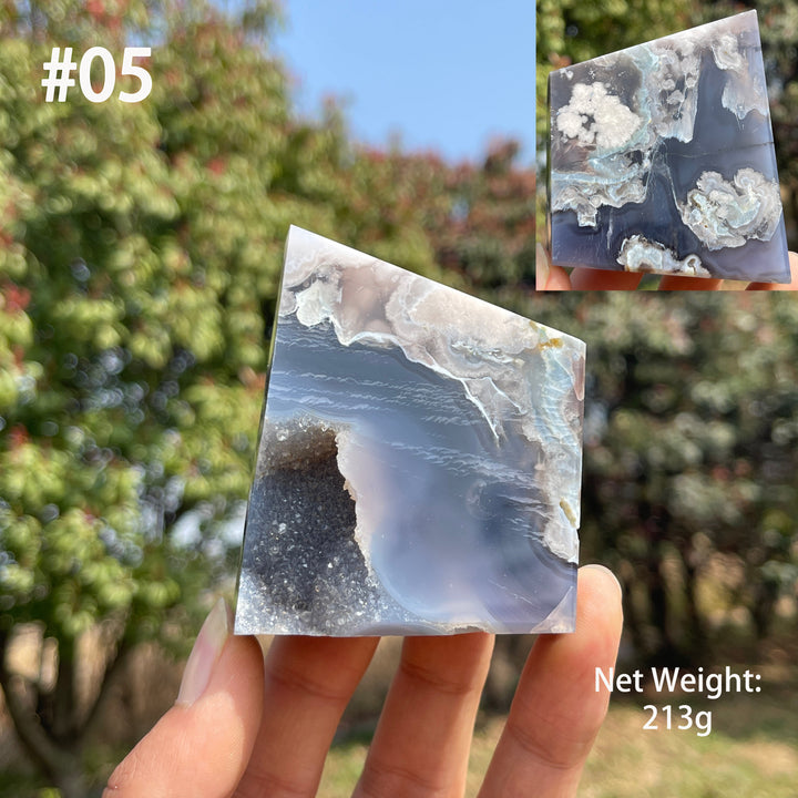 Unique,Natural Crystal Black Flower Agate Freeform