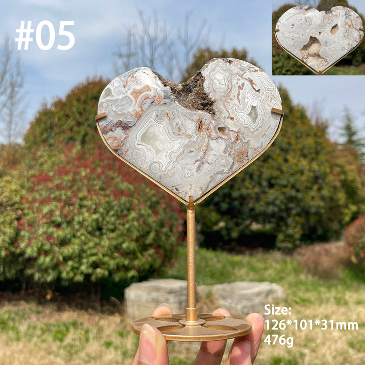 Unique,A Slightly Imperfect Natural Crystal Mexican Agate Heart