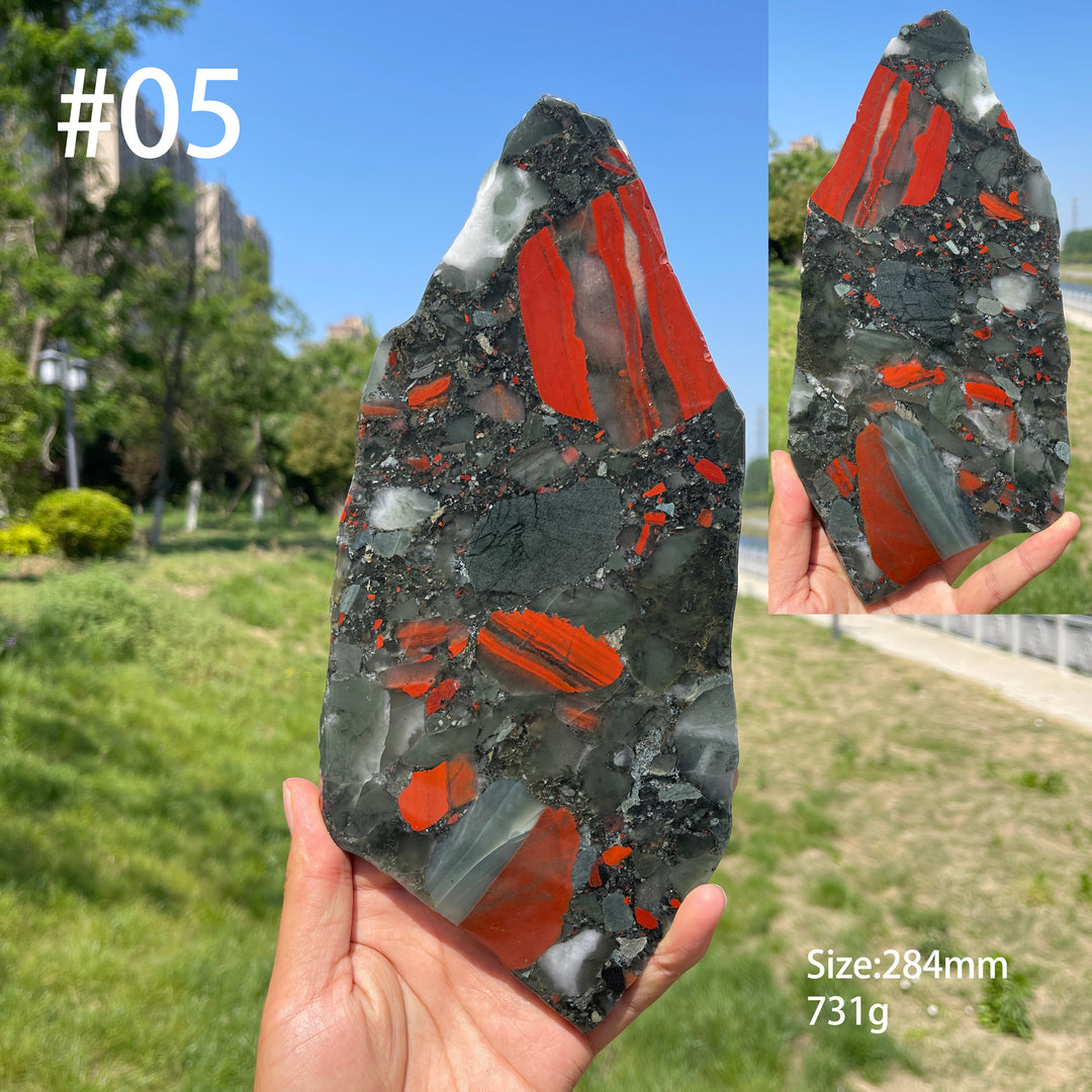Unique,Natural Large African Bloodstone Crystal Slice