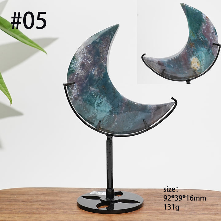 Unique,Natural Crystal Ocean Jasper Crescent Moon