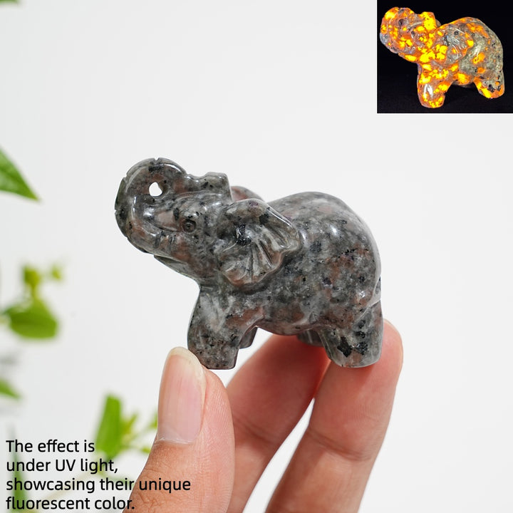 Natural Crystal Yooperlite Elephant Carving