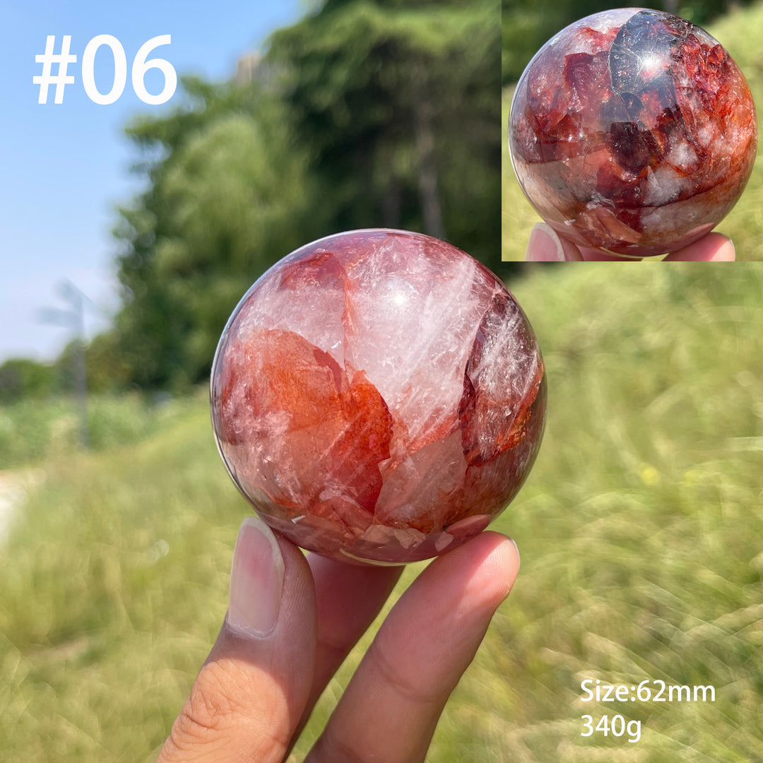 Unique,Natural Warm Fire Quartz Crystal Sphere