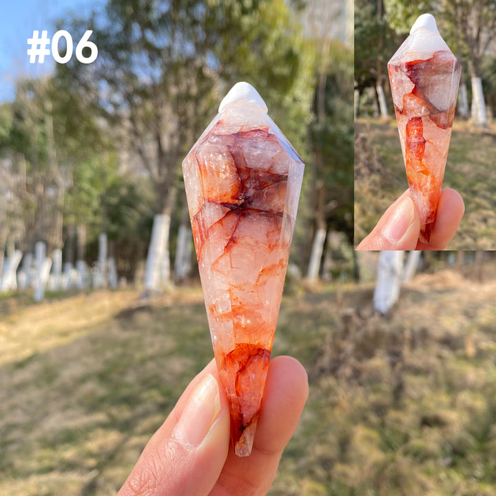 Unique,Natural Crystal Fire Quartz Wand