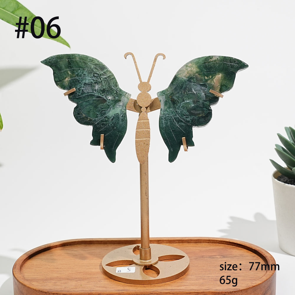 Unique,A Slightly Imperfect Natural Moss Agate Butterfly Wing Display