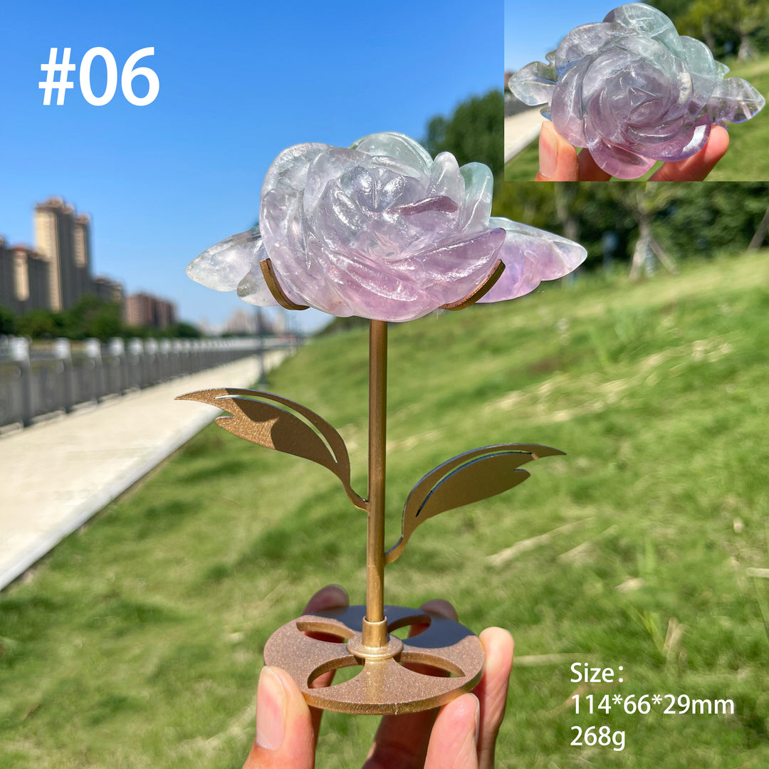 Unique,Natural Fluorite Rose Carving