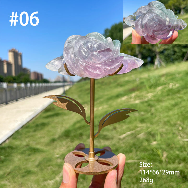 Unique,Natural Fluorite Rose Carving