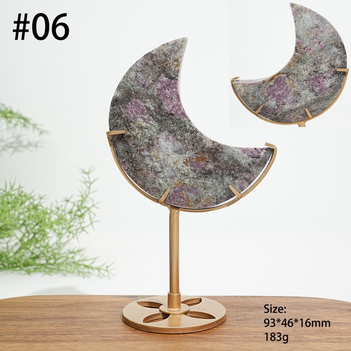 Unique,Natural Crystal Garnet Moon Carving