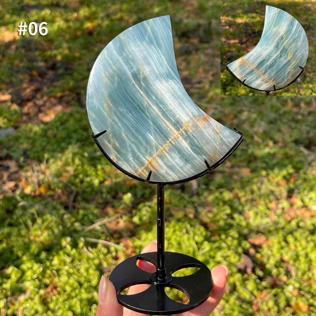 Unique,Natural Lemurian Aquatine Calcite Moon