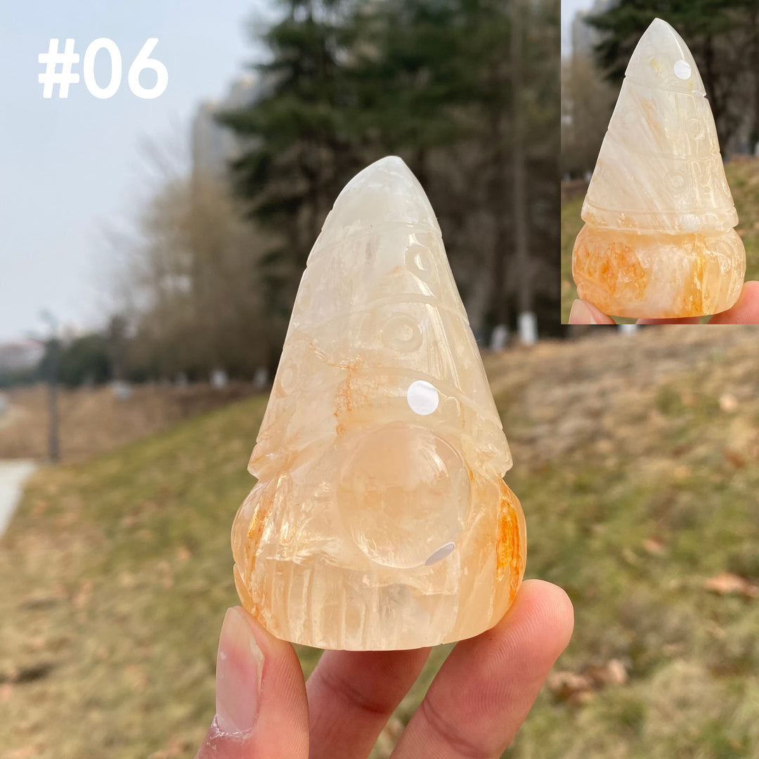 Unique,Imperfect Natural Crystal Golden Healer Gnome