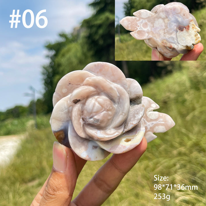 Unique,Natural Crystal Pink Amethyst Peony Flower Carving
