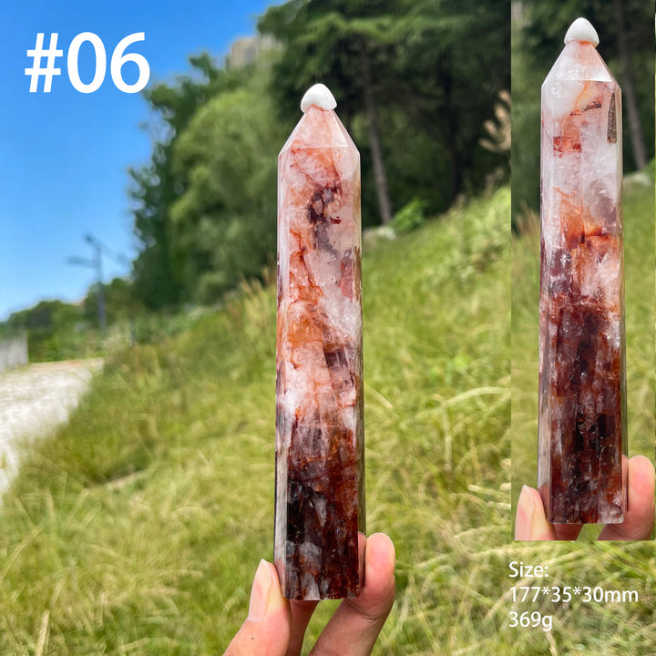 Unique,Natural Warm Fire Quartz Crystal Point