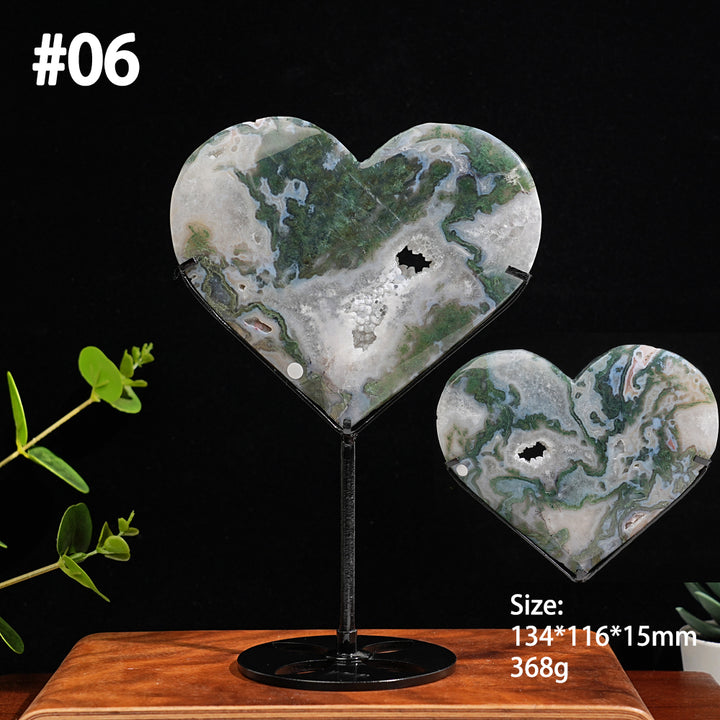 Imperfect,Unique Natural Crystal Moss Agate Heart