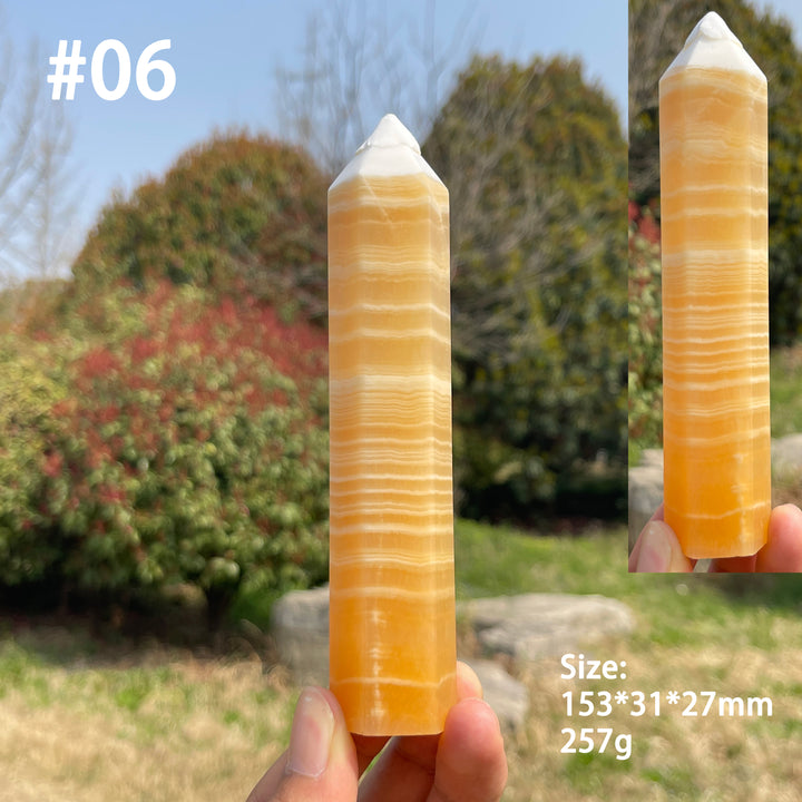 Unique,Natural Crystal Yellow Calcite Point