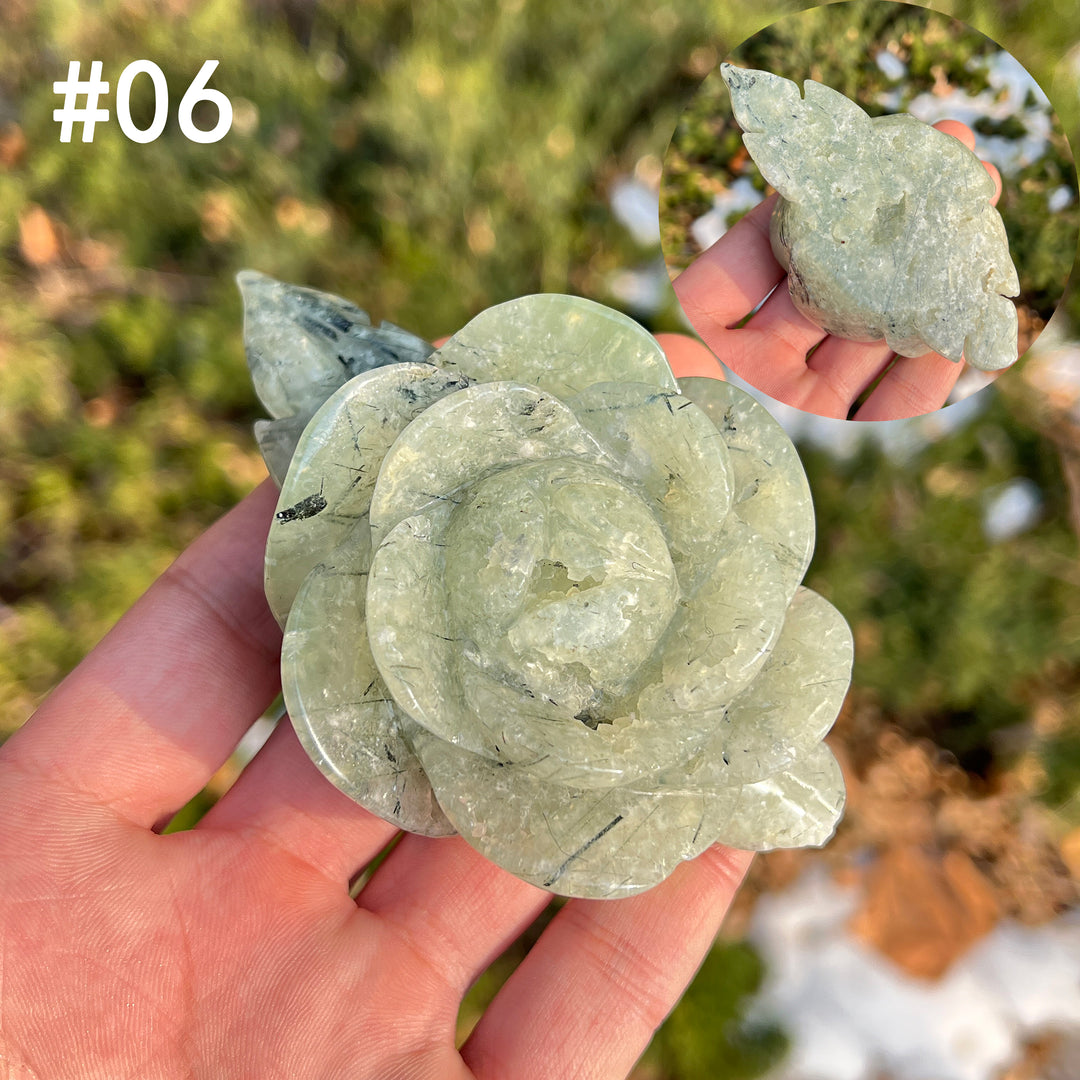 Unique,Natural Crystal Carving Peony Flower
