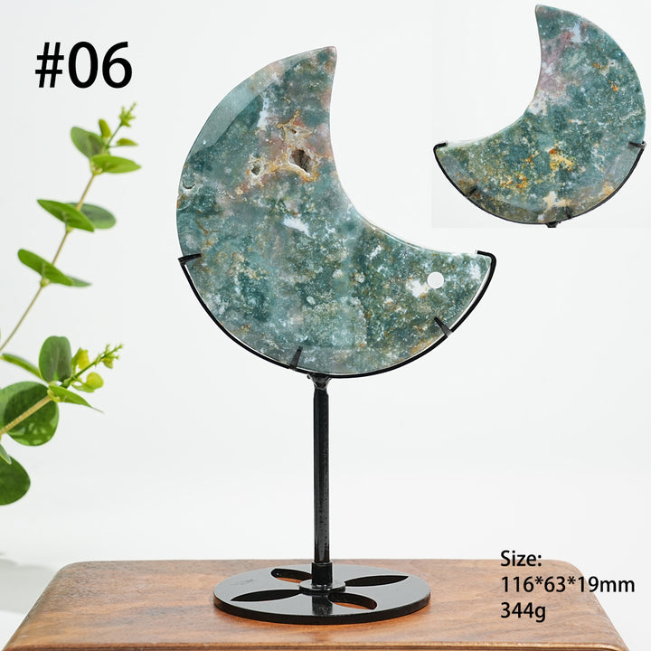 Unique,A Slightly Imperfect Natural Ocean Jasper Moon Carving