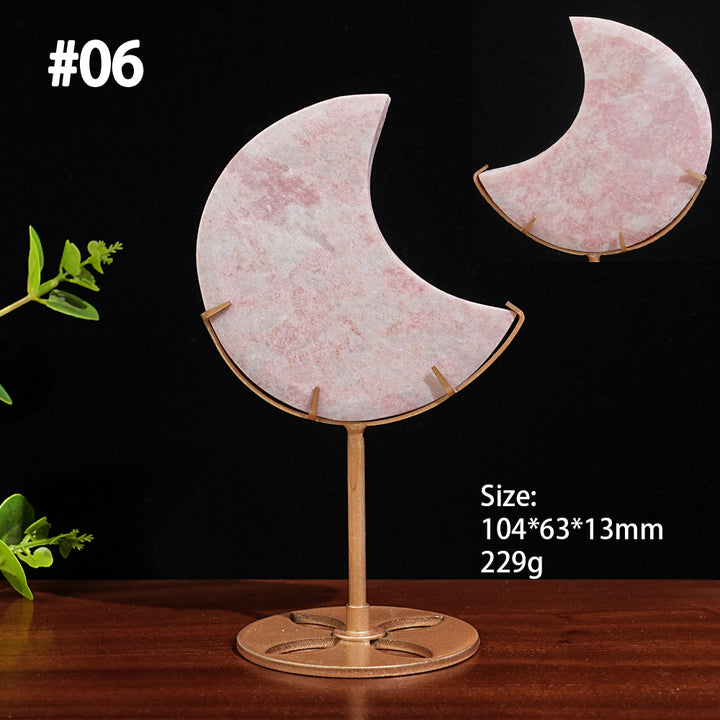 Unique,Natural Crystal Pink Opal Moon