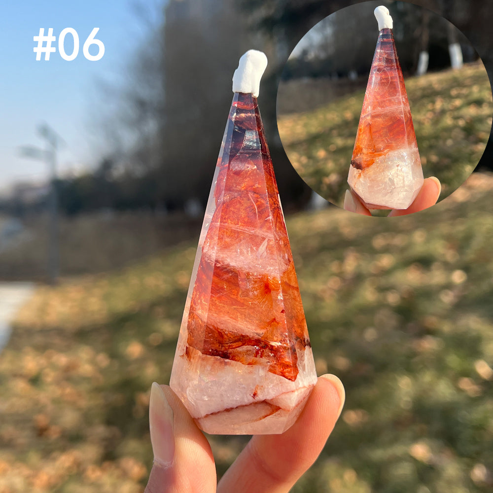 Unique,Natural Crystal Fire Quartz Diamond Tower
