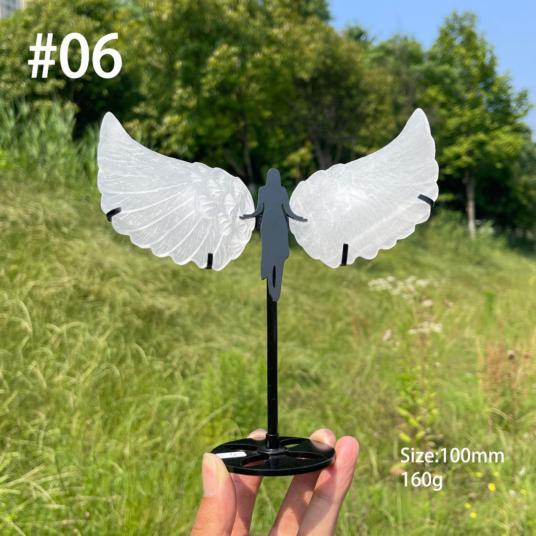 Unique,A Slightly Imperfect Natural Crystal Selenite Angel Wings Carving