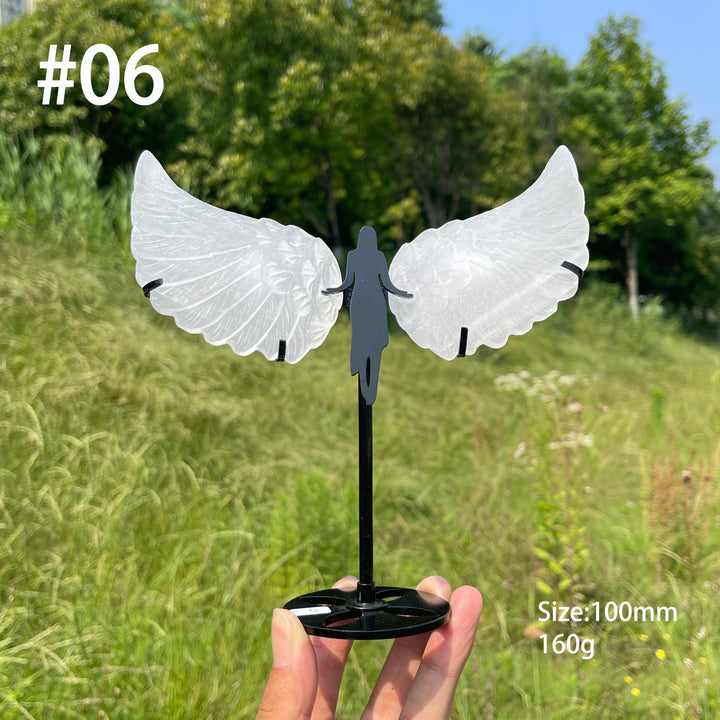 Unique,A Slightly Imperfect Natural Crystal Selenite Angel Wings Carving