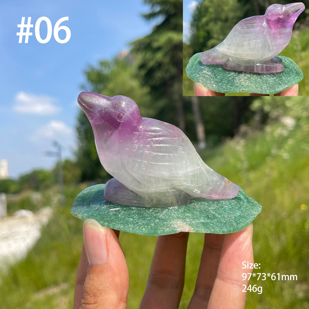 Unique,Natural Crystal Animal On Lotus Leaf Carving