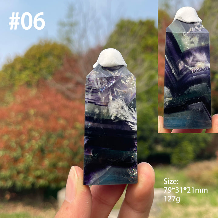 Unique,Natural Feather Fluorite Crystal Point