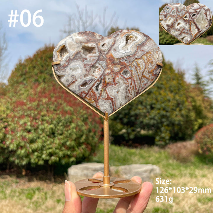 Unique,A Slightly Imperfect Natural Crystal Mexican Agate Heart