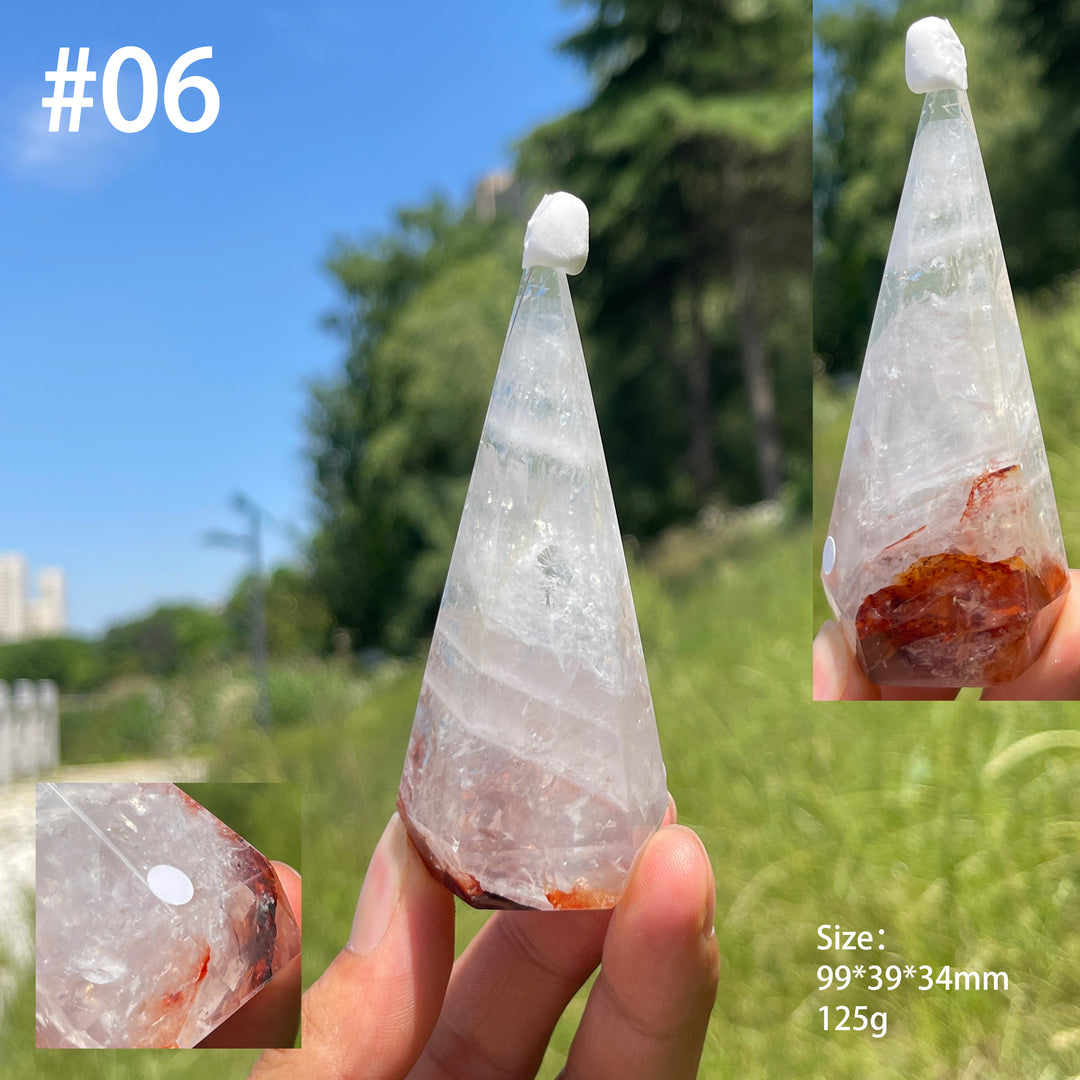Unique,A Slightly Imperfect Natural Fire Quartz Diamond Tower