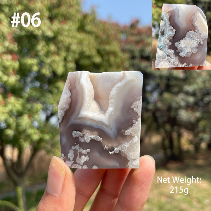 Unique,Natural Crystal Black Flower Agate Freeform