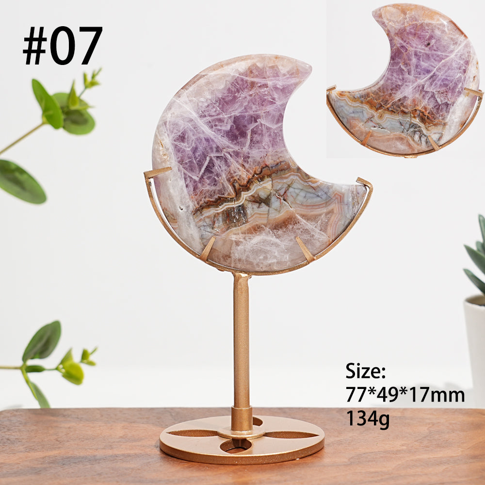 Unique,Natural Amethyst Agate Crystal Moon
