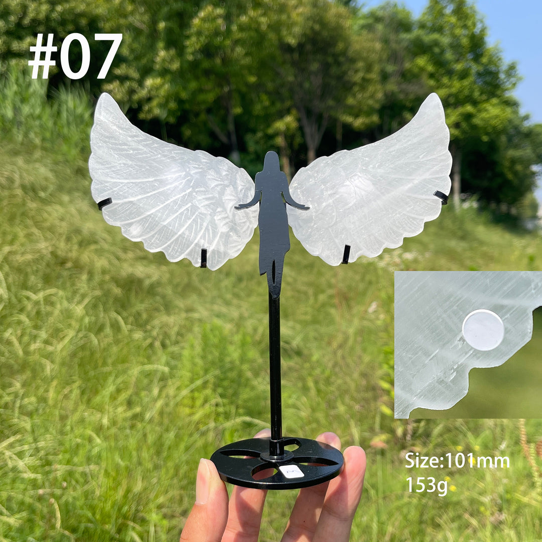 Unique,A Slightly Imperfect Natural Crystal Selenite Angel Wings Carving