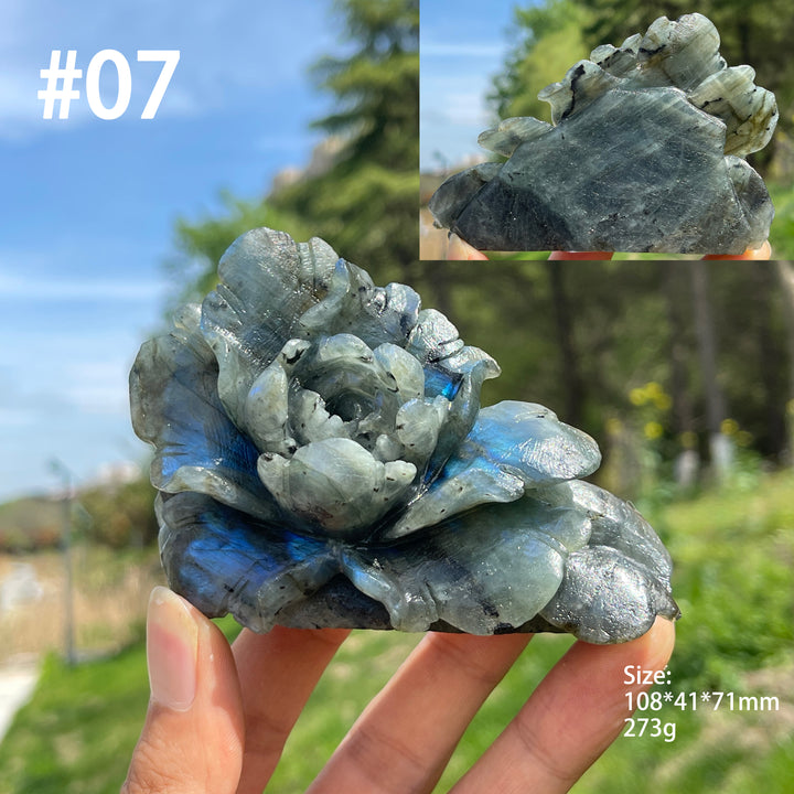 Unique,Natural Crystal Peony Flower Carving