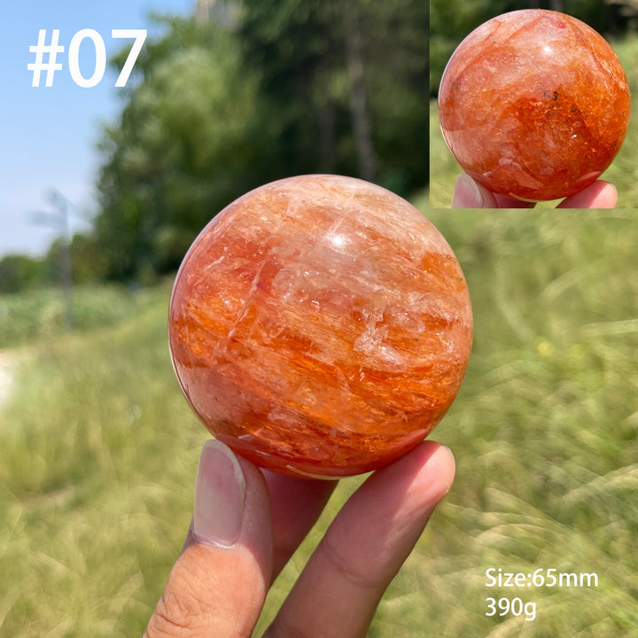 Unique,Natural Warm Fire Quartz Crystal Sphere