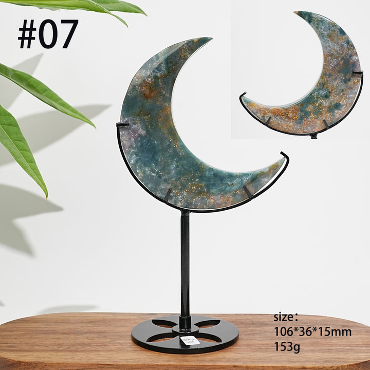 Unique,Natural Crystal Ocean Jasper Crescent Moon